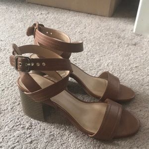 Brown heeled sandals
